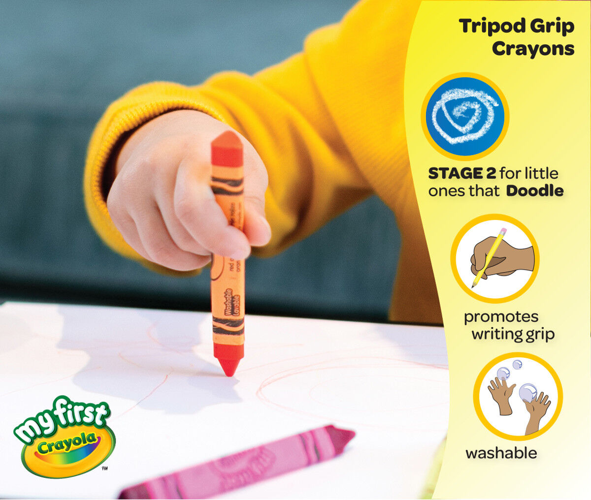 Kids' Crafts My First Crayola Washable Tripod Grip Stage 2 Crayons 8 ct